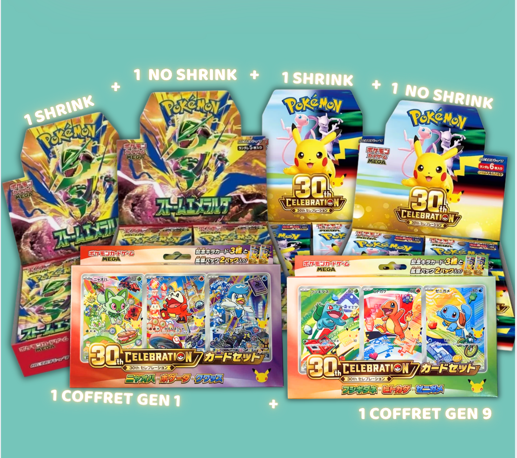 GIGA PACK : 1 Box M6a shrink + 1 box M6A no shrink + 1 Box M6 shrink + 1 box M6 no shrink + 1 coffret starter gen 1 + 1 coffret Starter gen 9
